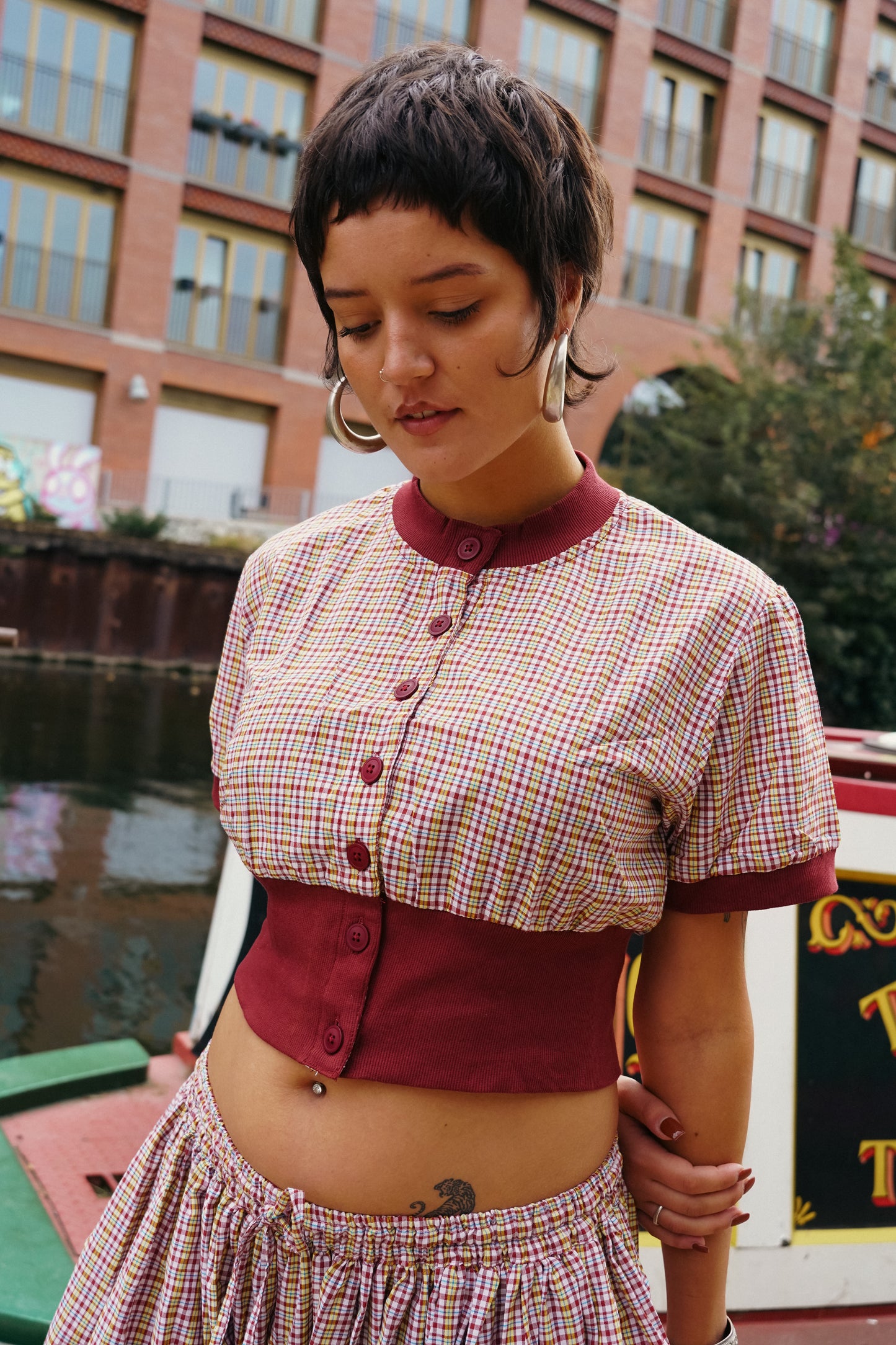 Button Oshi Jacket Short - The Picnic Check