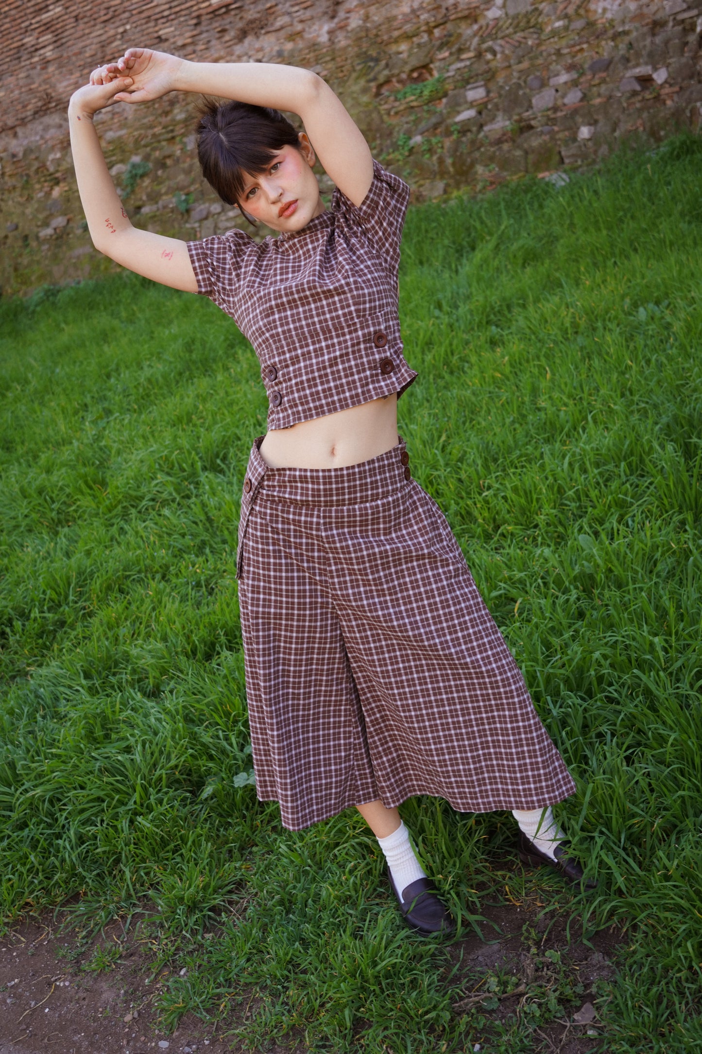 Linca Blouse - Brown Check