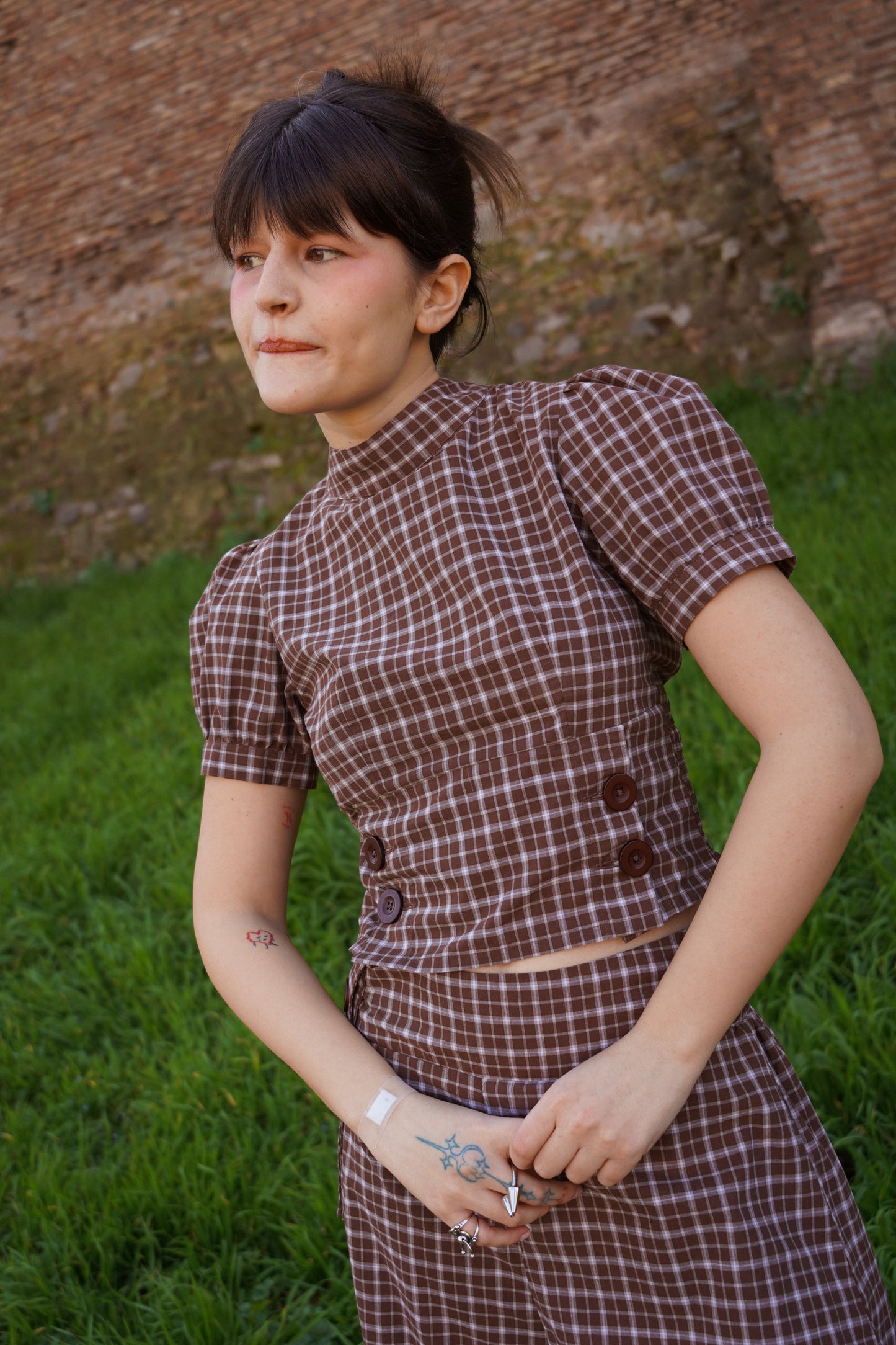 Linca Blouse - Brown Check