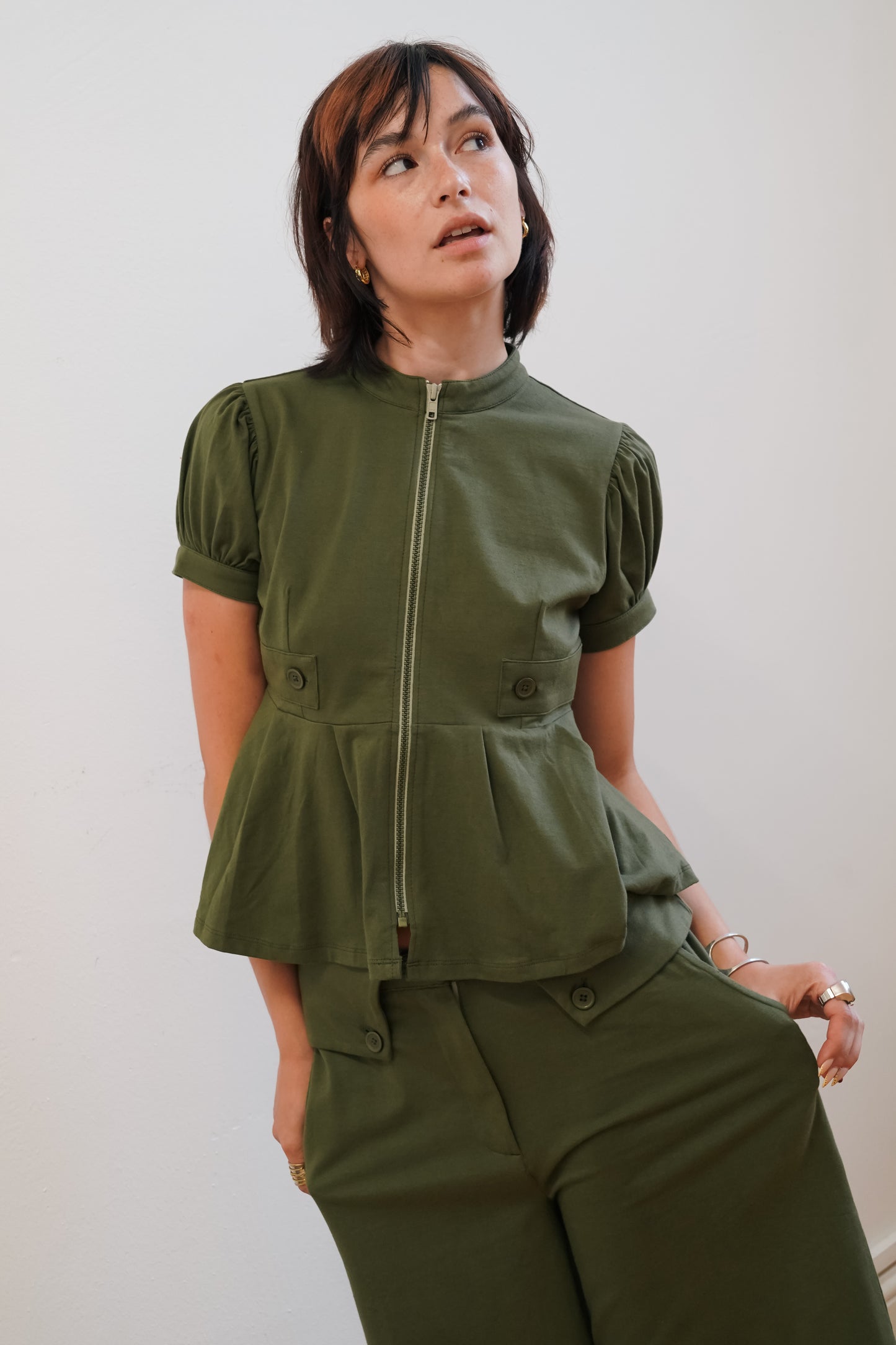 The Vera Zip - Khaki Jersey